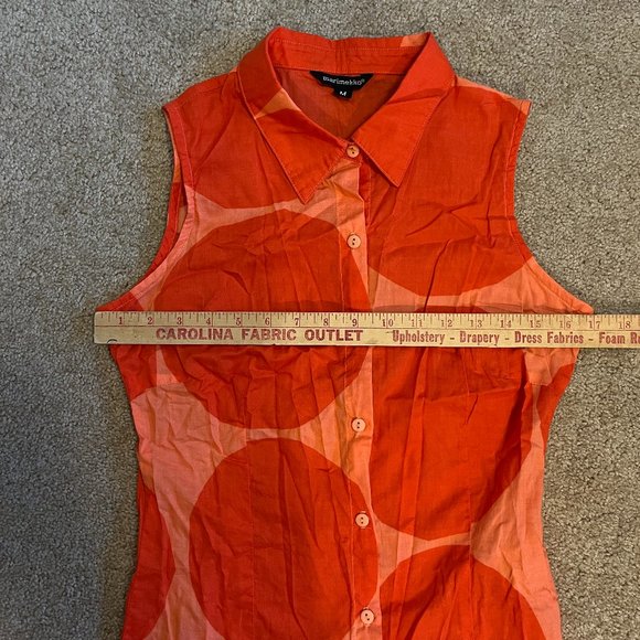 Button pOlkA dOt Kivet/Stones by Maija Isola collar tank blouse ORANGE VTG USA - Picture 7 of 10